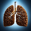 Human lungs are surrounded by smoke. illustration