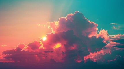 Poster - Sunset sky with cloud atmosphere outdoor nature background calm down feeling
