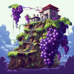 Wall Mural - A stunning grape fruit illustration in vivid detail