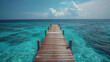 A long wooden pier leading into the endless waters of the ocean. AI.