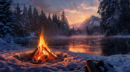 Poster - Winter bonfire