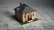 3d small house model on architecture floorplan, Generative.AI