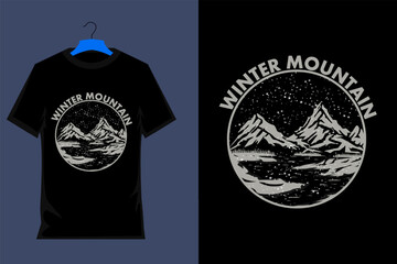 Poster - Winter Mountain Retro T Shirt Design