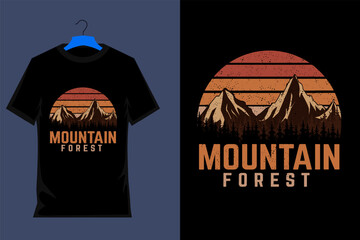 Wall Mural - Mountain Forest Retro Vintage T Shirt Design