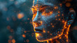 3d rendering of cyborg woman face with digital circuit on her head
