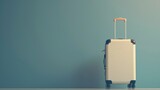 Fototapeta  - Large suitcase packed and ready, set against a clean, minimalistic background, epitomizing the travel spirit