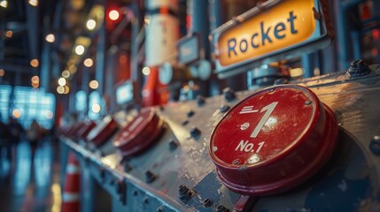 At a strategic military installation, a large combat rocket stands ready, the button that can unleash its power close at hand.