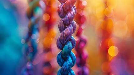 Wall Mural - A close up of a colorful rope with many different colors, AI