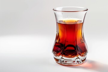 Sticker - A glass of Turkish tea on a white surface