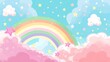 © Mickey - Pastel rainbow and stars in a dreamy sky - Gorgeous pastel rainbow with fluffy clouds and stars, giving a playful and dreamlike feeling to the delightful sky scene