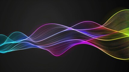 Wall Mural - modern colorful wave lines. Wave Shape with black background.