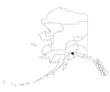 Map of Anchorage borough in Alaska state on white background. single borough map highlighted by black colour on Alaska map. UNITED STATES, US