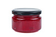 Cranberry jam in glass jare isolated on a white background