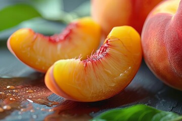 Sticker - Closeup of sliced peach