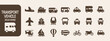 Transport aircraft and vehicle icon set