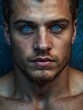 © Lewis_Royal - Jeune homme séduisant, torse nu, pour couverture de roman et affiche promotionnelle, tatouages et beaux yeux, barbes et regards charmeurs