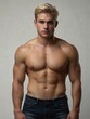 © Lewis_Royal - Jeune homme séduisant, torse nu, pour couverture de roman et affiche promotionnelle, tatouages et beaux yeux, barbes et regards charmeurs