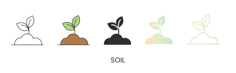 Vector soil icon, icon in solid, gradient and line styles and lineal color. Trendy colors. Isolated on a white background. Editable stroke