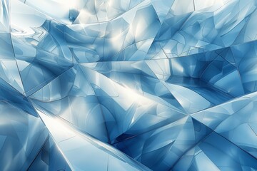 Poster - The image captures dynamic wavy lines and abstract patterns in varying shades of blue evoking a sense of flow