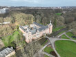 University castle, Arenberg Castle castle in Heverlee in Louvain, Belgium. Aerial drone view.