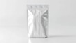© Orxan - A blank white aluminum foil plastic pouch bag sachet as a packaging mockup isolated on a white background
