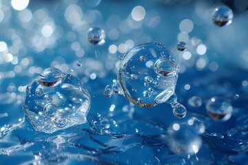 Poster - Macro photography revealing the intricate details and sparkles of water droplets on a reflective surface