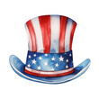 Fourth of July hat: Watercolor hat for Independence Day in the USA on a white background.

