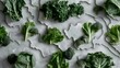 A topographical map overlaid with fresh green vegetables variety, set against a clean gray background, illustrating natures intricate patterns, 