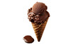 chocolate ice cream cone isolated on transparent background, ice cream cone cut out 