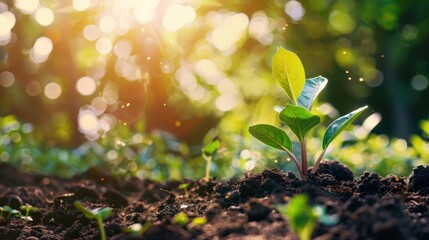 Wall Mural - Plants growing in soil,growth concept