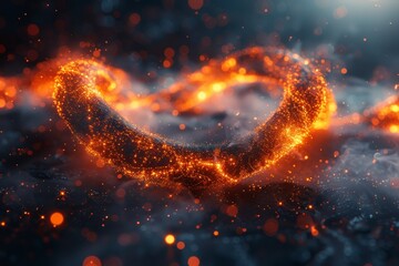 Poster - An intense, fiery loop made of sparkling lights, shaped like an infinity symbol on a dark backdrop, symbolizing eternity and energy