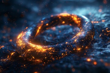 Poster - Striking abstract image showcasing a luminous blue loop against a backdrop that evokes the stillness and depth of night