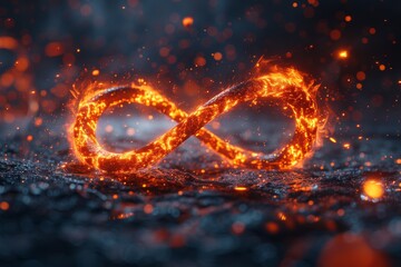 Poster - A powerful image depicting an infinity symbol ablaze with fire against a backdrop of a starry night sky