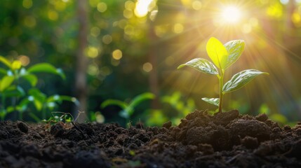 Wall Mural - Plants growing in soil,growth concept