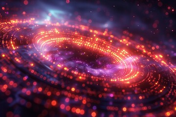 Poster - An abstract representation of digital data with swirling patterns of lights, suggesting connectivity and futuristic technology