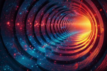Poster - A captivating image of a neon-lit abstract tunnel invoking a sense of depth and technology-driven future