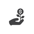 Hand with a money plant vector icon