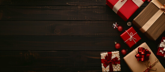 Wall Mural - a wooden table with a bunch of red boxes on it
