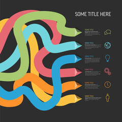 Poster - simple dark infographic with six element option items and thick pastel lines