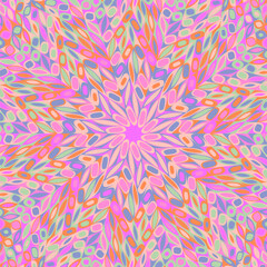 Poster - Colorful hypnotic tiled mosaic pattern background - abstract floral circular psychedelic vector graphic design with geometrical shapes