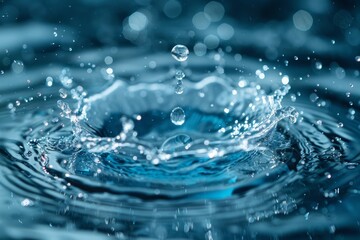 Poster - High-speed capture of a water droplet creating a splash on a liquid surface