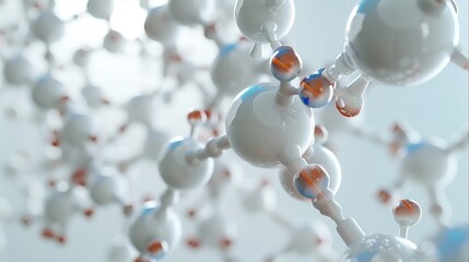 Aufkleber - A 3D molecule with a white background. Generative AI.