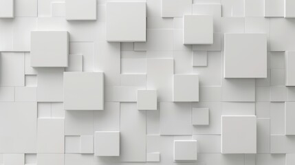 Poster - abstract cube. white cube background, abstract squares.