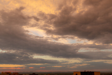 Wall Mural - dramatic and colorful sky and clouds over san antonio texas. photo taken in the evening after a rain