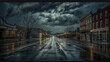 © Volodymyr Shcerbak - Storm clouds over a small town. Natural disaster engulfs the town