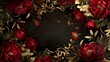 Hyperrealistic 3D Digital Art of Victorian Floral Frame with Peonies and Roses