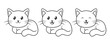 Cartoon cats outline set. Cat icon line art vector illustration. Cute cat monoline icon pack. Cats outline icon set. Vector illustration