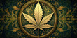 A cannabis leaf logo