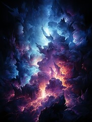 Poster - Illuminate your space with striking paintings capturing the dynamic majesty of lightning bolts. Electrify your surroundings with the raw power and beauty of nature's fury, Generative AI.