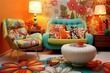 Retro Chic 60s Living Room: Flower Power Decor & Groovy Patterns Guide